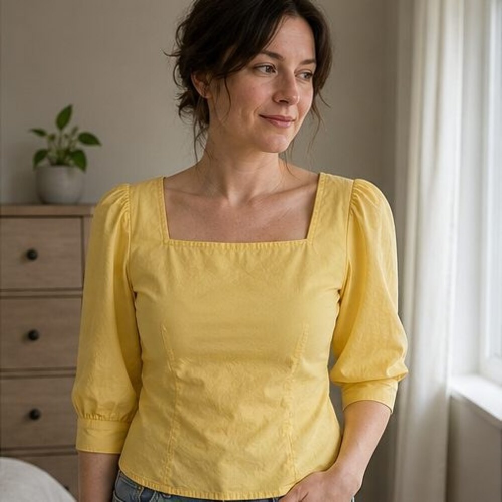 Blue Button Blouse - Picture 2 of 6